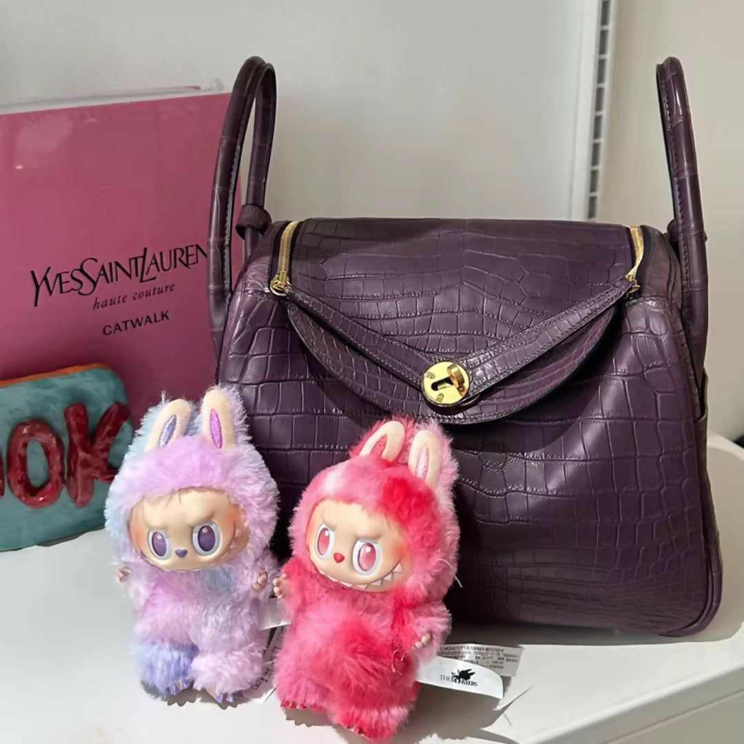 Hermès Lindy 30 Purple Matte Crocodile with Gold Hardware