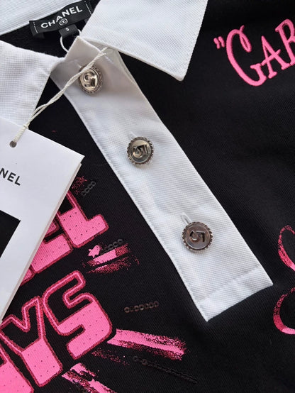 Chanel 21S Number 5 Graffiti Logo Polo sweater