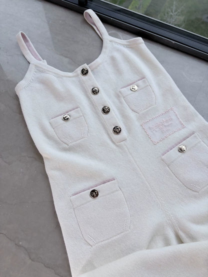 Chanel 25P white cashmere jumpsuit