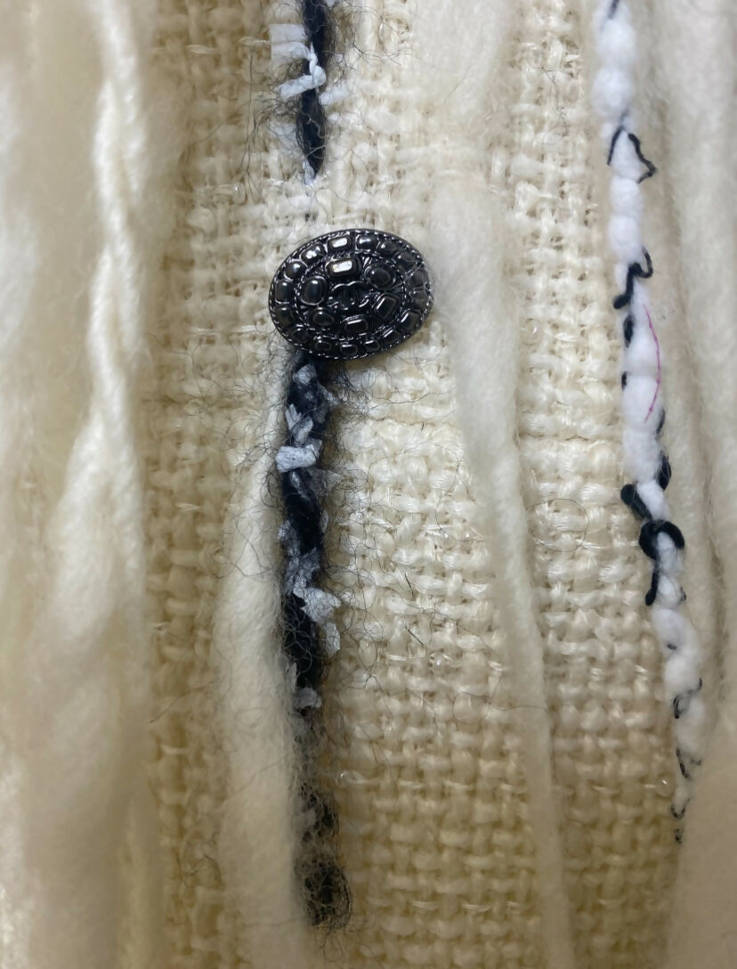 Chanel 10A ‘Arctic Ice’ Micro Pearl Beaded Fringe Ivory Tweed Shift Dress FR 44