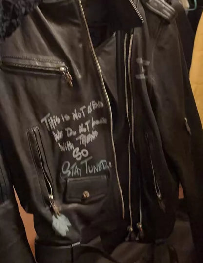 Chrome Hearts Matty boy hand-painted prints leather jacket