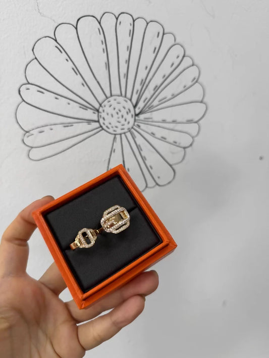 Hermes Attelage D'OR diamond-encrusted belt buckle ring