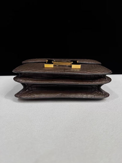HERMES Constance 19C Grey Matte Alligator Leather gold hardware