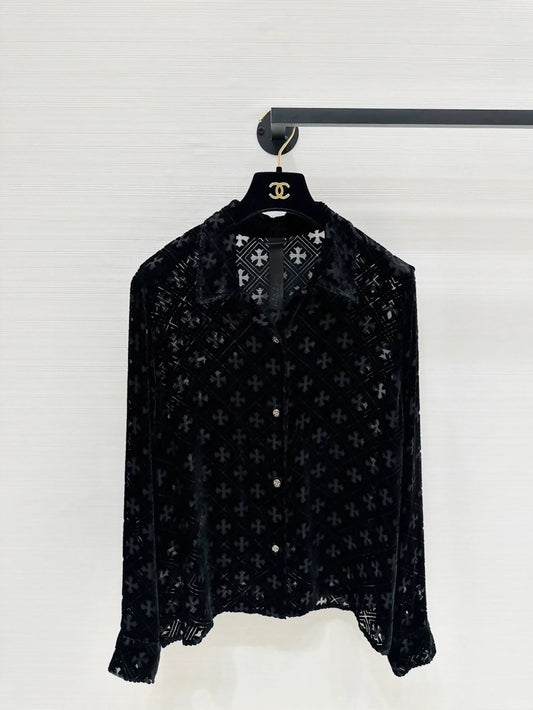 Chrome Hearts black velvet shirt
