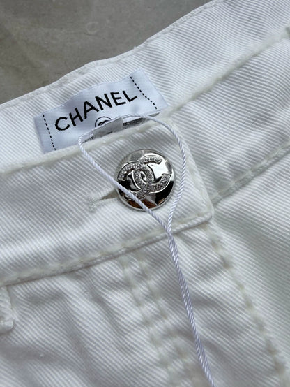 Chanel 24n White Double C Straight Leg Jeans