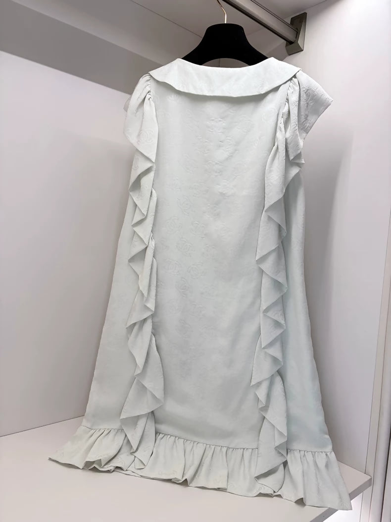 Chanel 23S Mint Green Silk Ruffled Dress