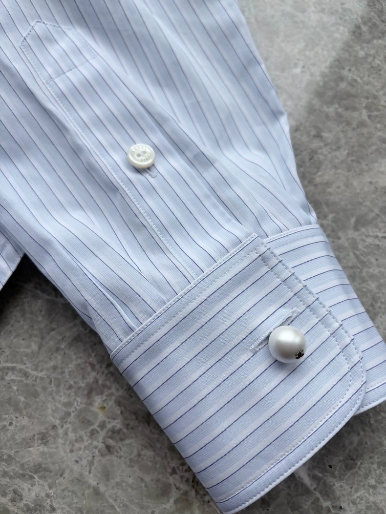 Chanel 26s Blue Striped shirt