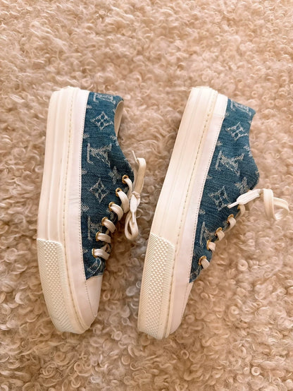 Louis Vuitton LV monogram full logo denim sneakers
