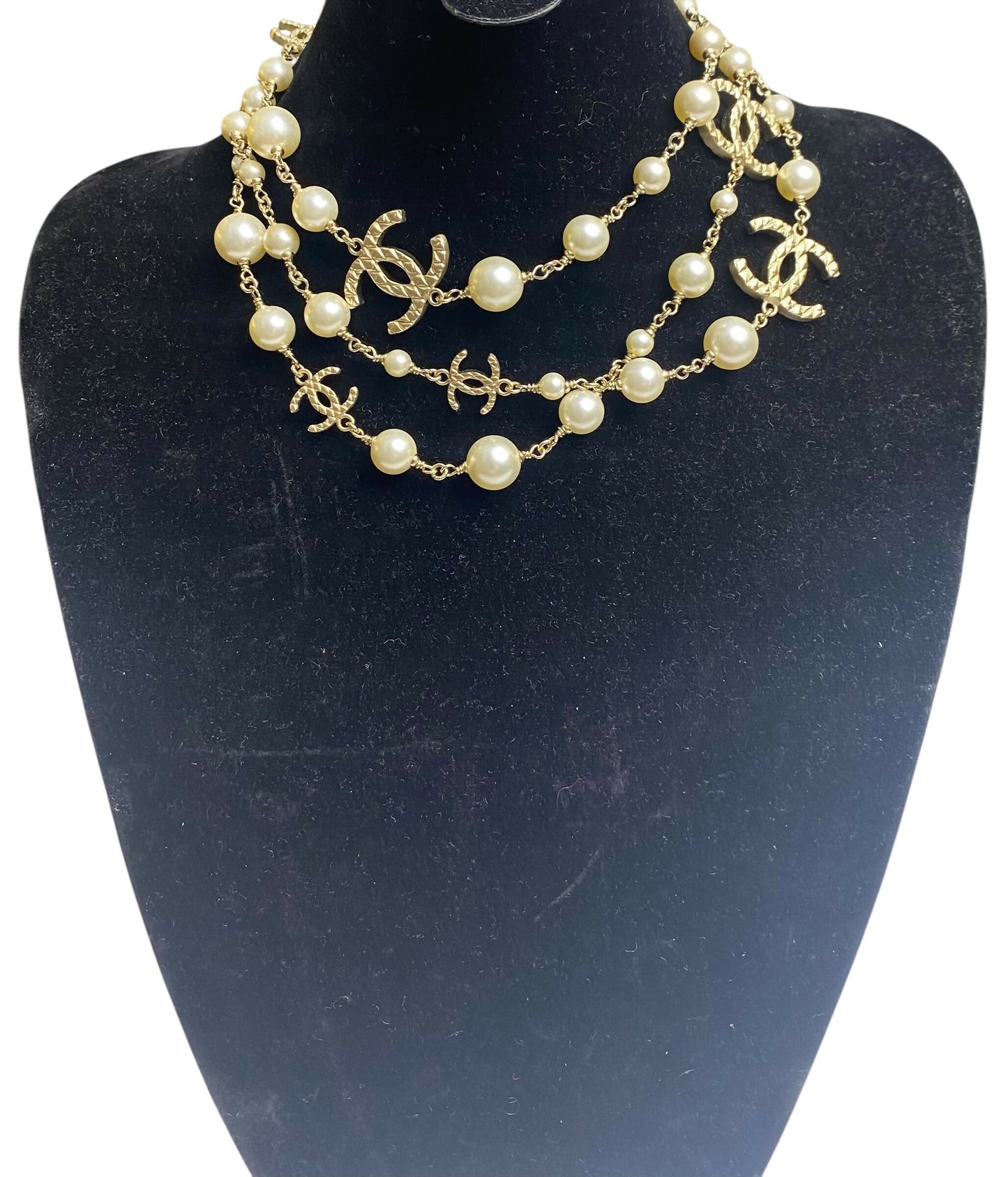 Chanel 10A Shanghai Extra Long Pearl Gold Strand 8 CC Logo Necklace