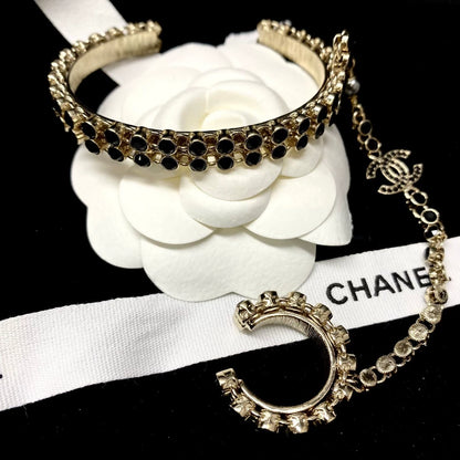 CHANEL 21k limited edition black & gold  ring and bracelet