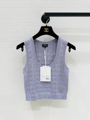 Chanel 21K light purple cashmere knit vest
