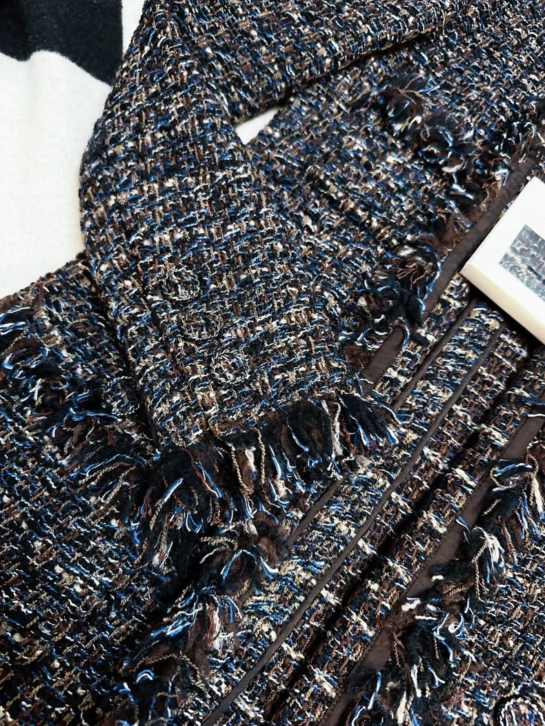 Chanel 19K dark bleu Mixed Color  Long Coat