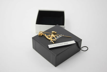 Chanel Vintage 01A Rhinestone Gold Plated Deer Brooch