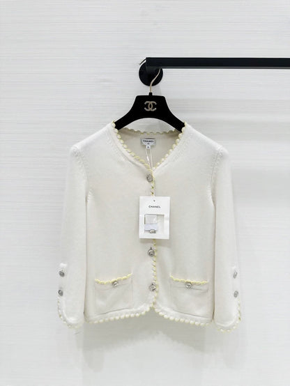 Chanel 25S white/yellow knit cardigan