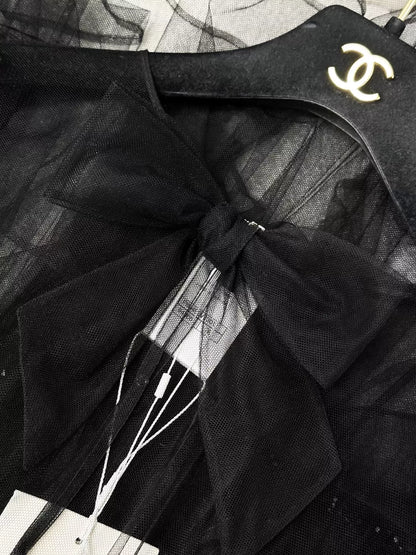 Chanel 25K black lace sheer dress