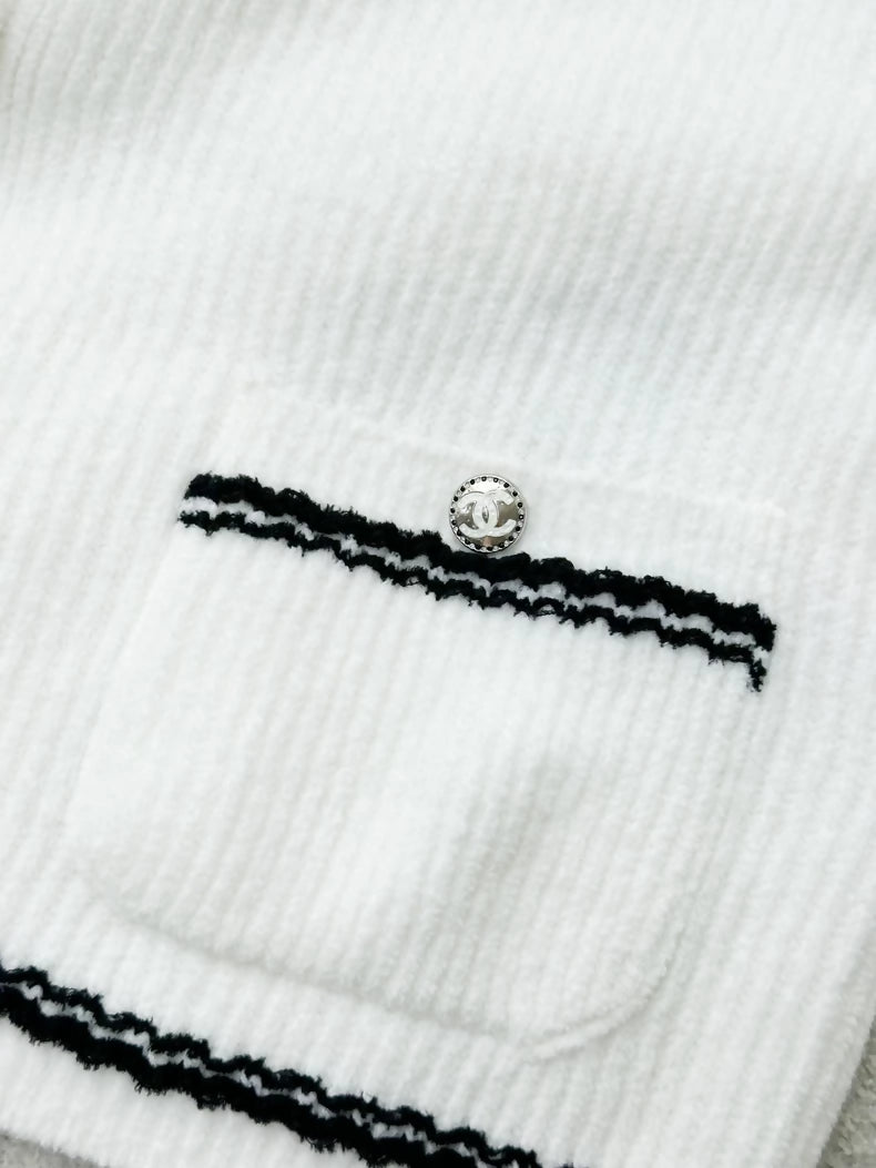 Chanel 23c White Terry knit cardigan number 5