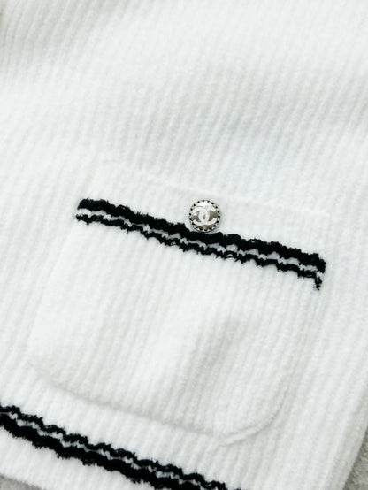 Chanel 23c White Terry knit cardigan number 5