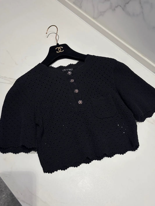 Chanel 24P Black Knit top
