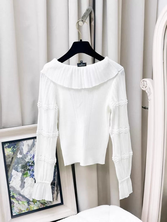 Chanel 24S White Knit Top