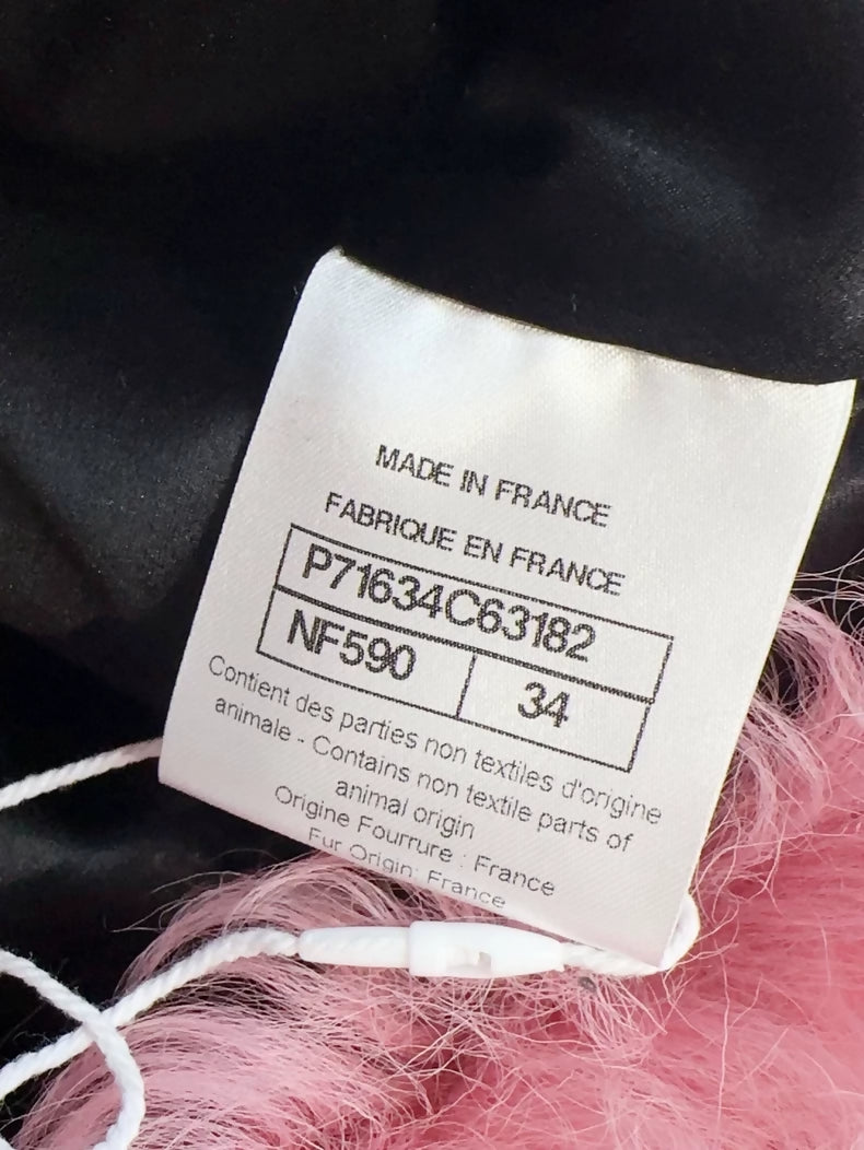Chanel 21K Black and Pink Wool Fur jacket