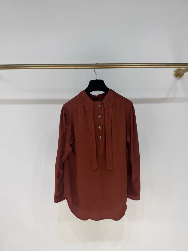 Chanel 24A burgundy double C print reversible shirt