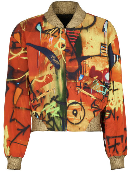 CHANEL 19A PARIS NEW YORK EGYPT SACRED SYMBOLS GRAFFITI BOMBER JACKET FR 34