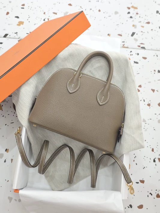 Hermes Mini Bolide Elephant Grey Goat Leather Gold hardware