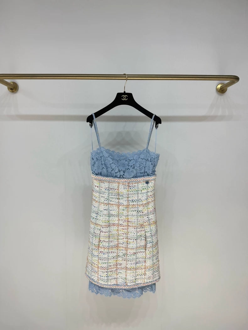 Chanel 19 Blue Lace/Tweed dress