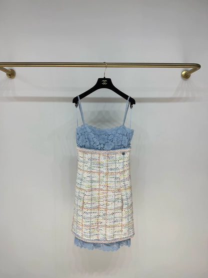 Chanel 19 Blue Lace/Tweed dress