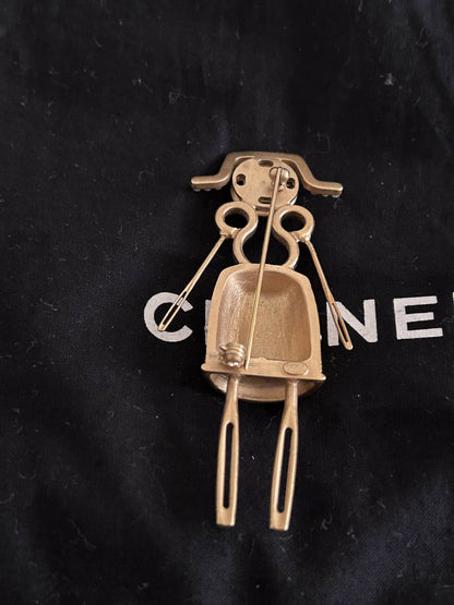 Chanel Runway Fall 2003 Gold-Tone Sewing Lady brooch