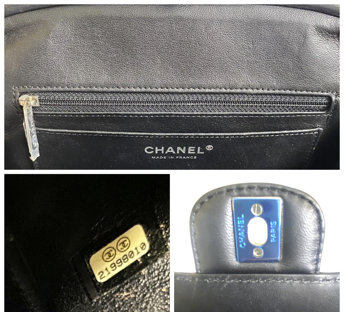 Rare Chanel Classic Black CC Kisslock Lambskin Frame Compartment Timeless Bag