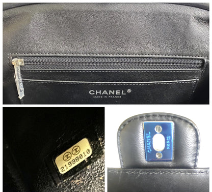 Rare Chanel Classic Black CC Kisslock Lambskin Frame Compartment Timeless Bag