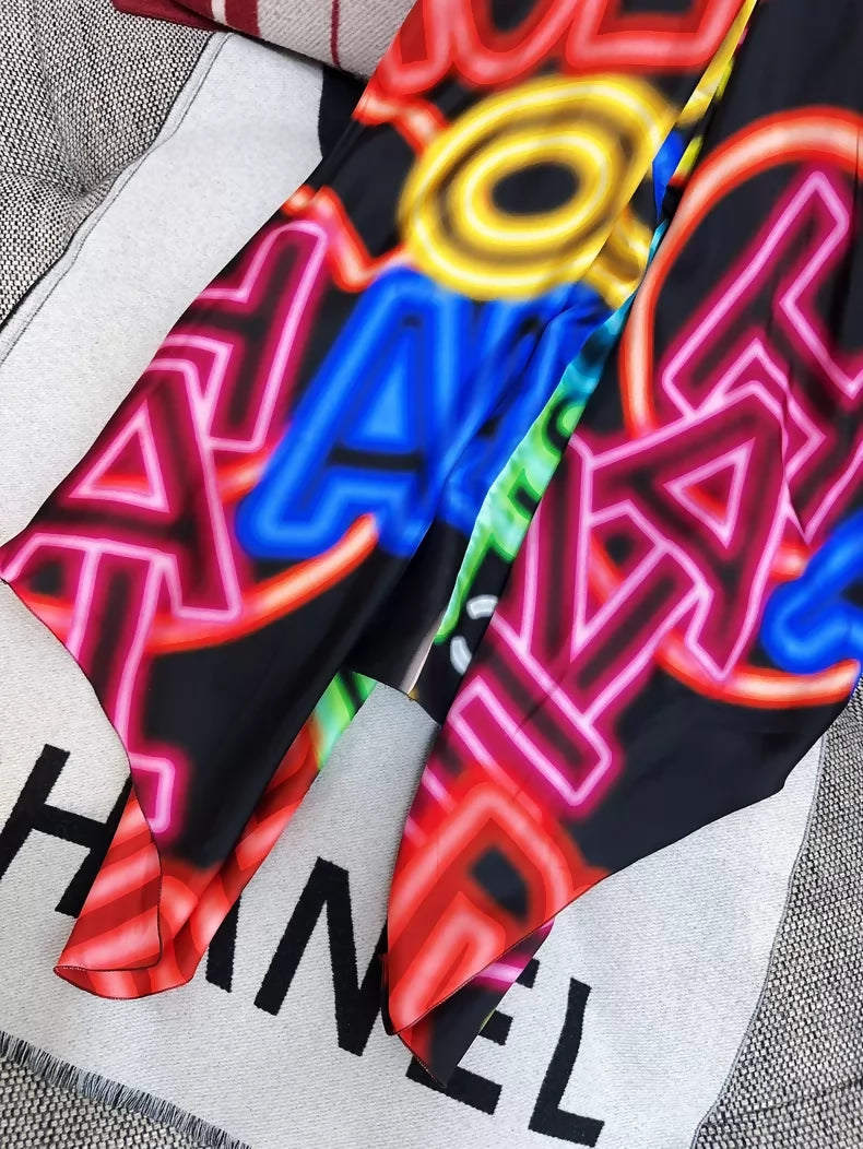 Chanel 21s multicolour Neon Silk Dress
