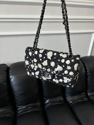 Chanel black and white medium flap CF