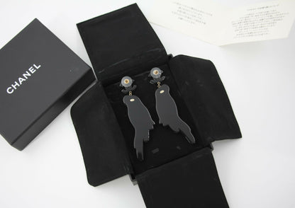 Chanel 17C Resin Cruise Collection Parrot-Motif Stud Earrings