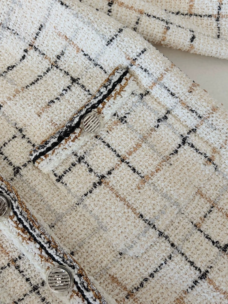 Chanel 2016 White Check Tweed Jacket