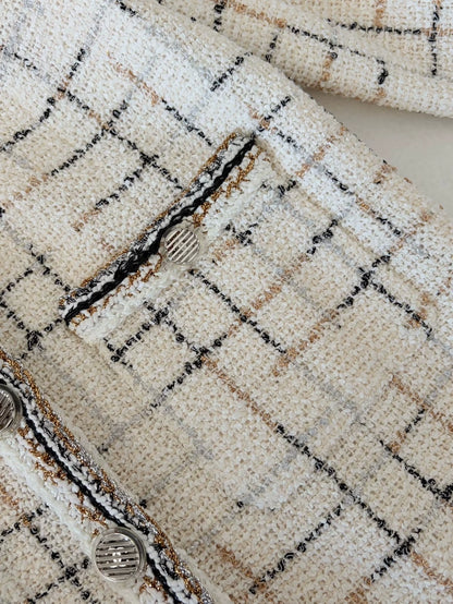 Chanel 2016 White Check Tweed Jacket