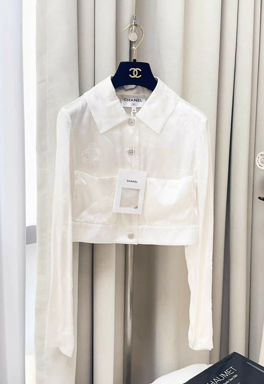 Chanel 22A white ecru silk jacket