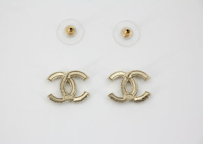 Chanel A19S Rhinestone Multicoloured CC Logo Stud Earrings