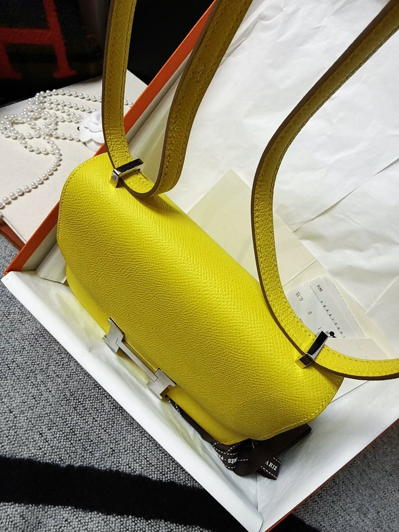 Hermes Constance Mini 9R lemon yellow Epsom leather palladium hardware