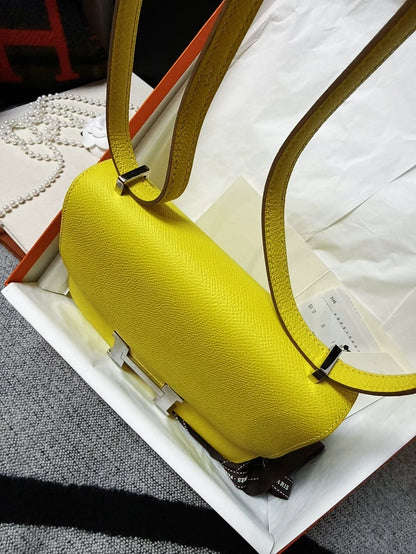 Hermes Constance Mini 9R lemon yellow Epsom leather palladium hardware