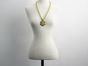 Chanel Vintage 94A Grapevine Gold Plated Medal Long Necklace