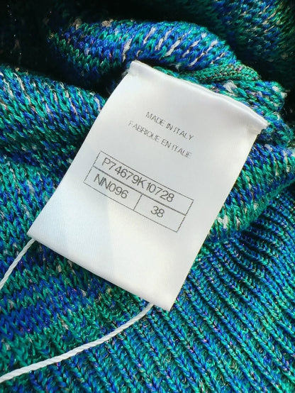 Chanel 23P light blue sequined four-pocket knit cardigan