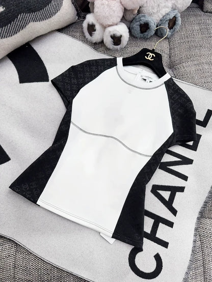 Chanel 24C black and white T-shirt