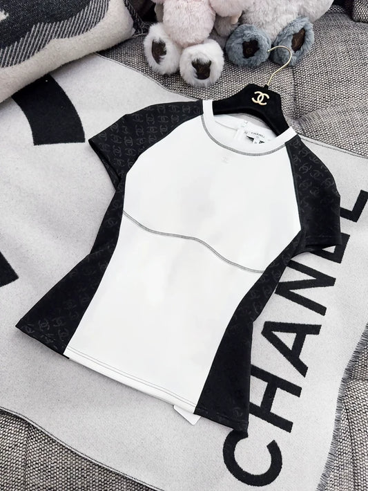 Chanel 24C black and white T-shirt