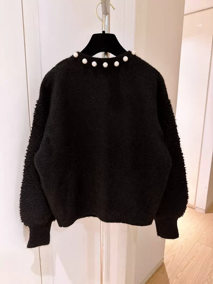 Chanel Black Pearl-Button Cashmere Cardigan
