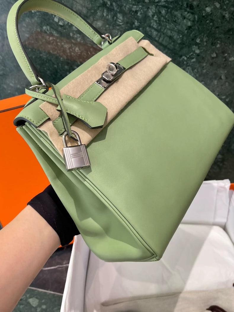 Hermes Kelly 25 3i Vert criquet swift leather palladium hardware