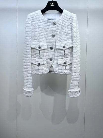 Chanel 22C white tweed jacket