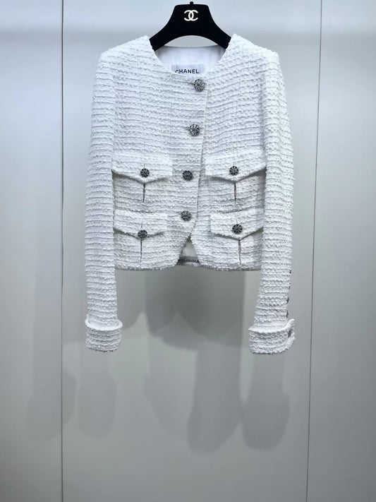 Chanel 22C white tweed jacket