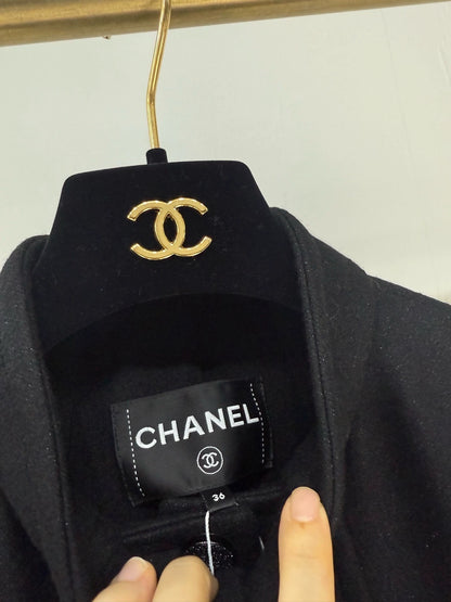 Chanel 24B black coat with bow pocket